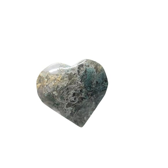 Green Moss Agate Stone Carved Heart Crystal - Picture 6 of 8